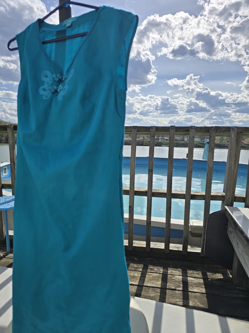 Calypso St. Barth Teal Sleeveless Midi Dress